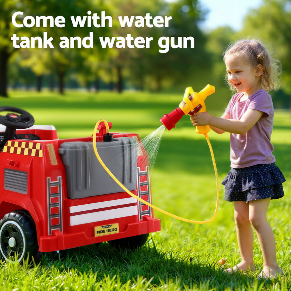 12V Kids Electric Fire Truck Ride On with Water Gun with Parental Remote