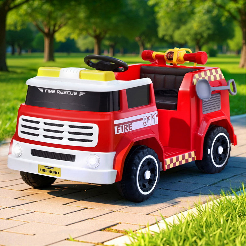 12V Kids Electric Fire Truck Ride On with Water Gun with Parental Remote