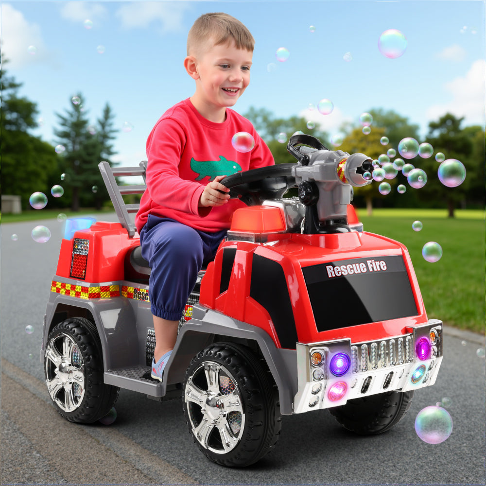 6V Kids Electric Fire Truck Ride On - Red