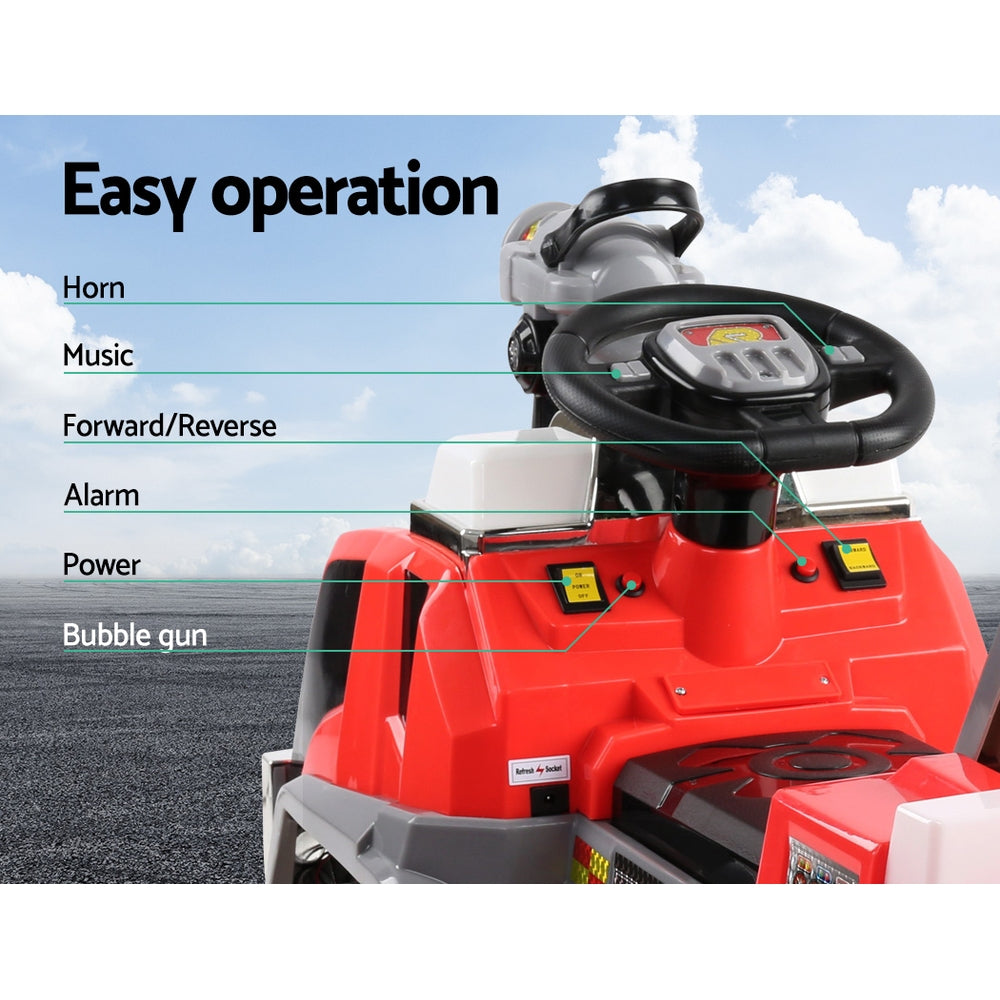 6V Kids Electric Fire Truck Ride On - Red