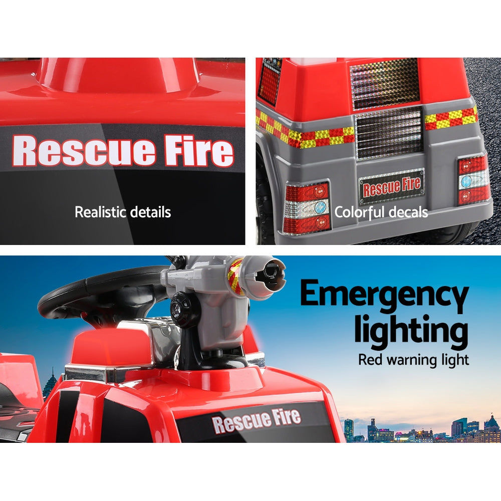 6V Kids Electric Fire Truck Ride On - Red