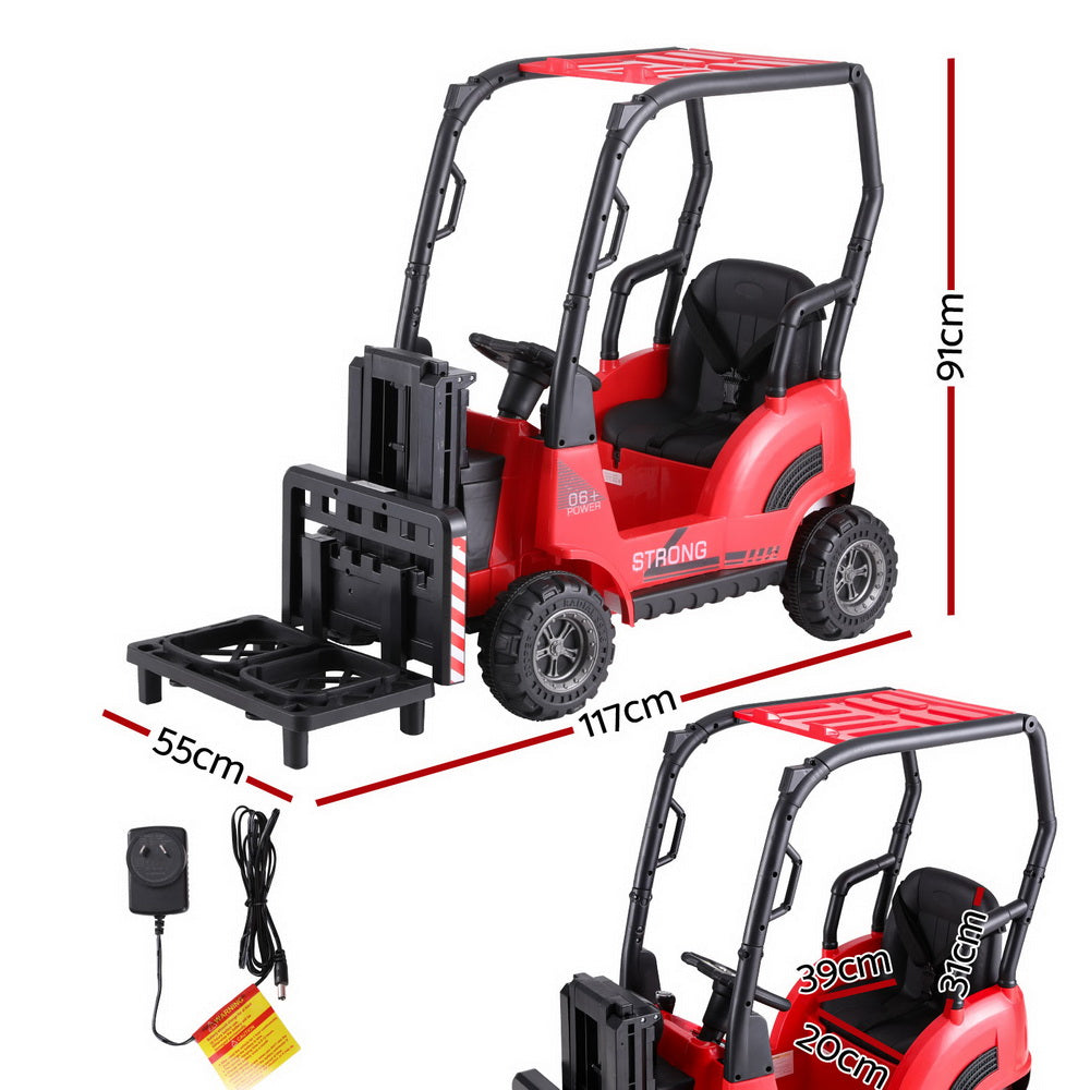 12V Kids Electric Forklift Ride On with Parental Remote - Red