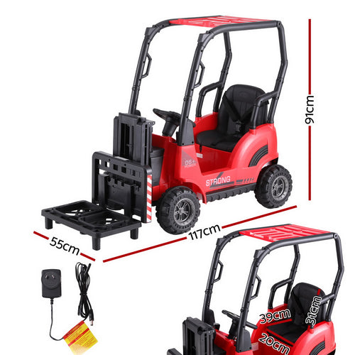 12V Kids Electric Forklift Ride On with Parental Remote - Red