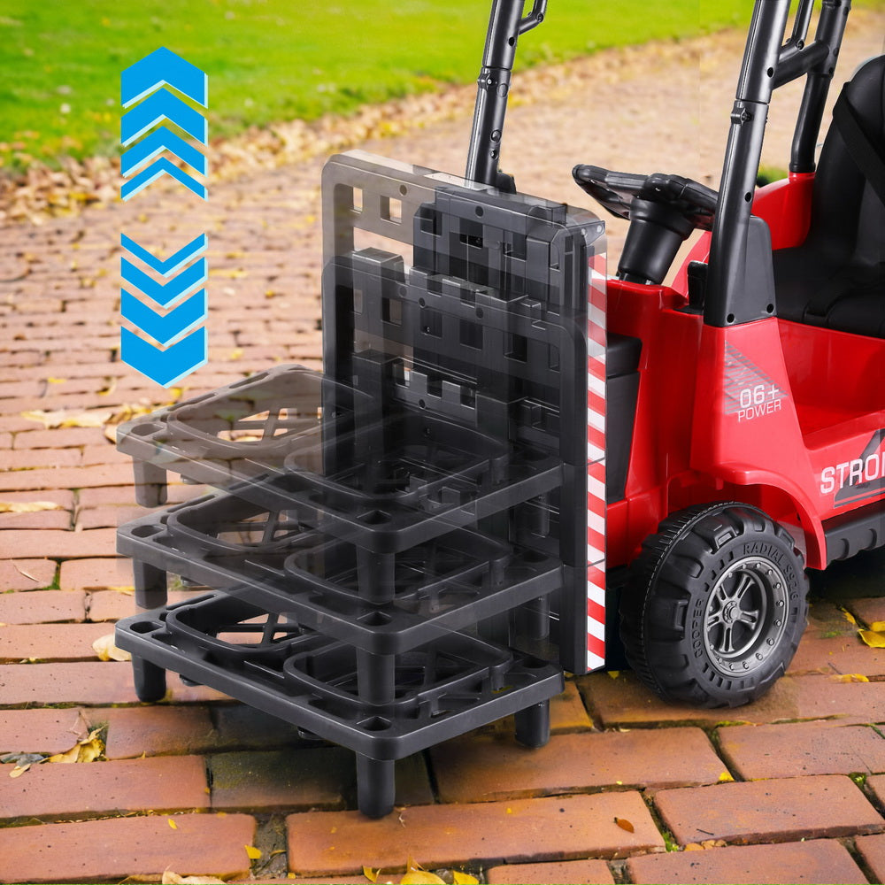 12V Kids Electric Forklift Ride On with Parental Remote - Red