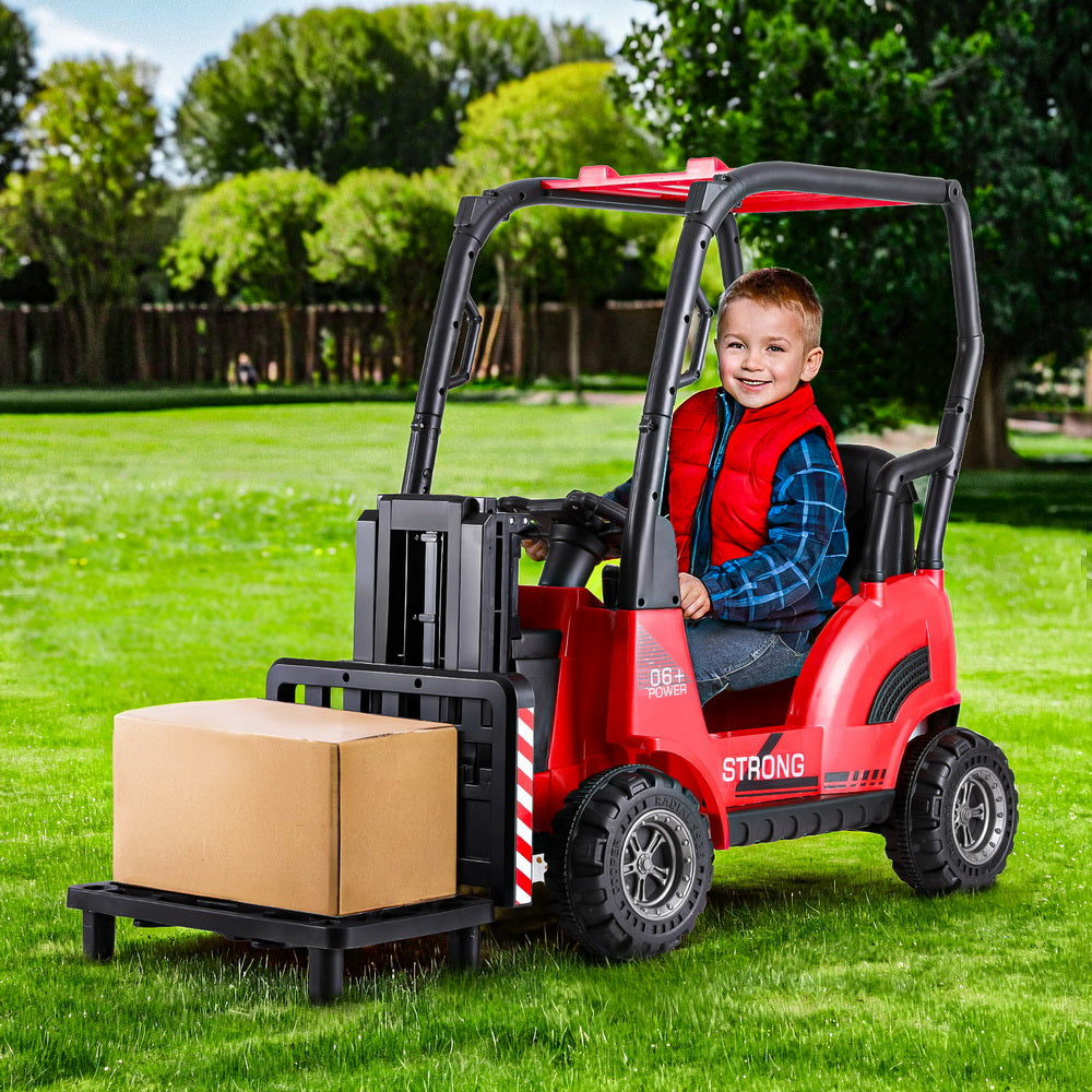 12V Kids Electric Forklift Ride On with Parental Remote - Red