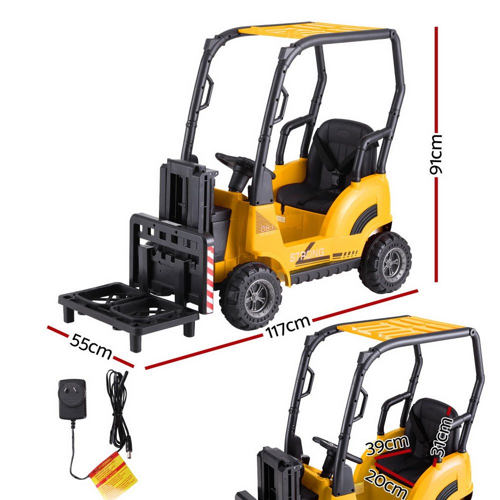 12V Kids Electric Forklift Ride On with Parental Remote - Yellow