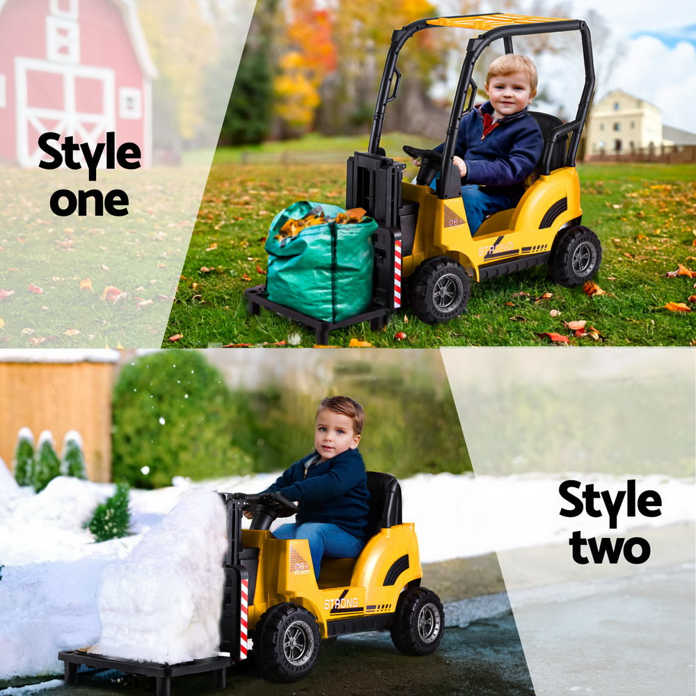 12V Kids Electric Forklift Ride On with Parental Remote - Yellow