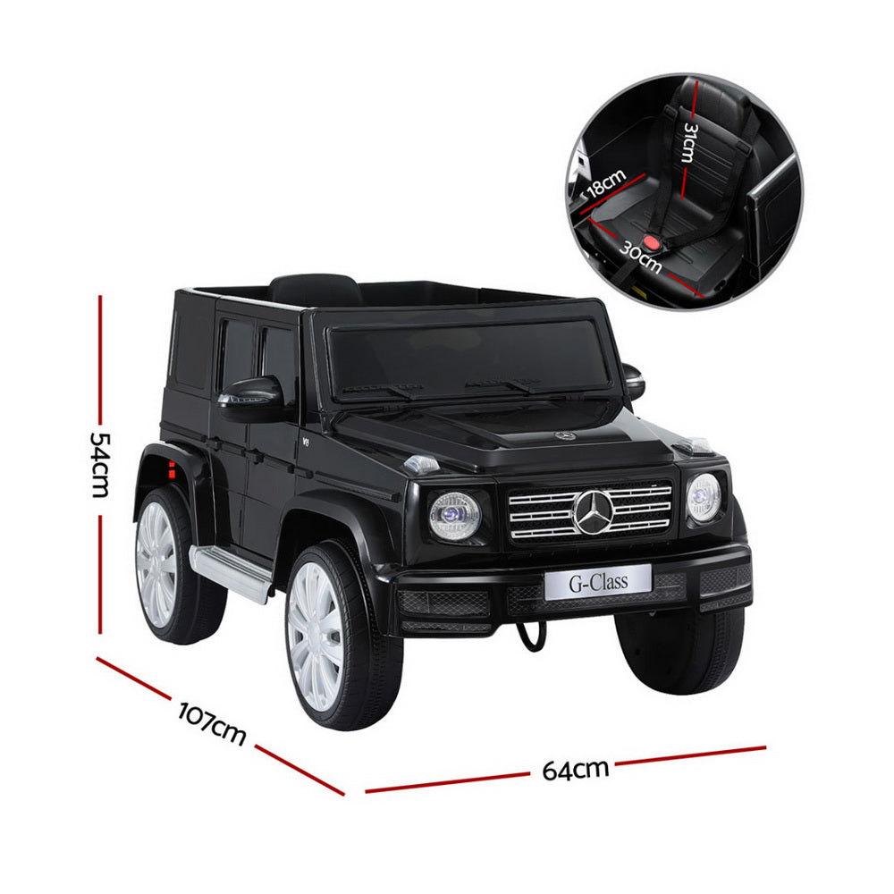 12V Licensed Mercedes-Benz G500 Kids Electric Ride On Car with Parental Remote - Black