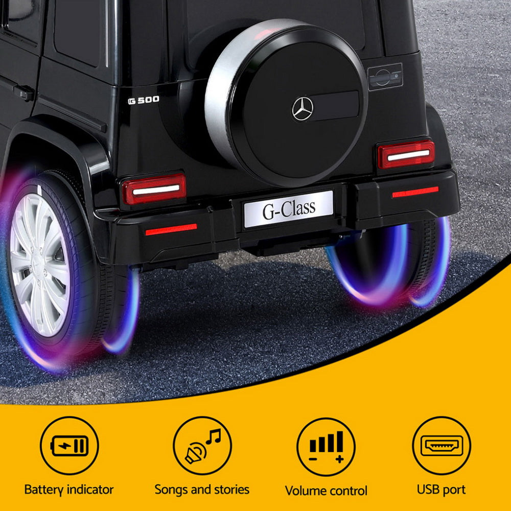 12V Licensed Mercedes-Benz G500 Kids Electric Ride On Car with Parental Remote - Black