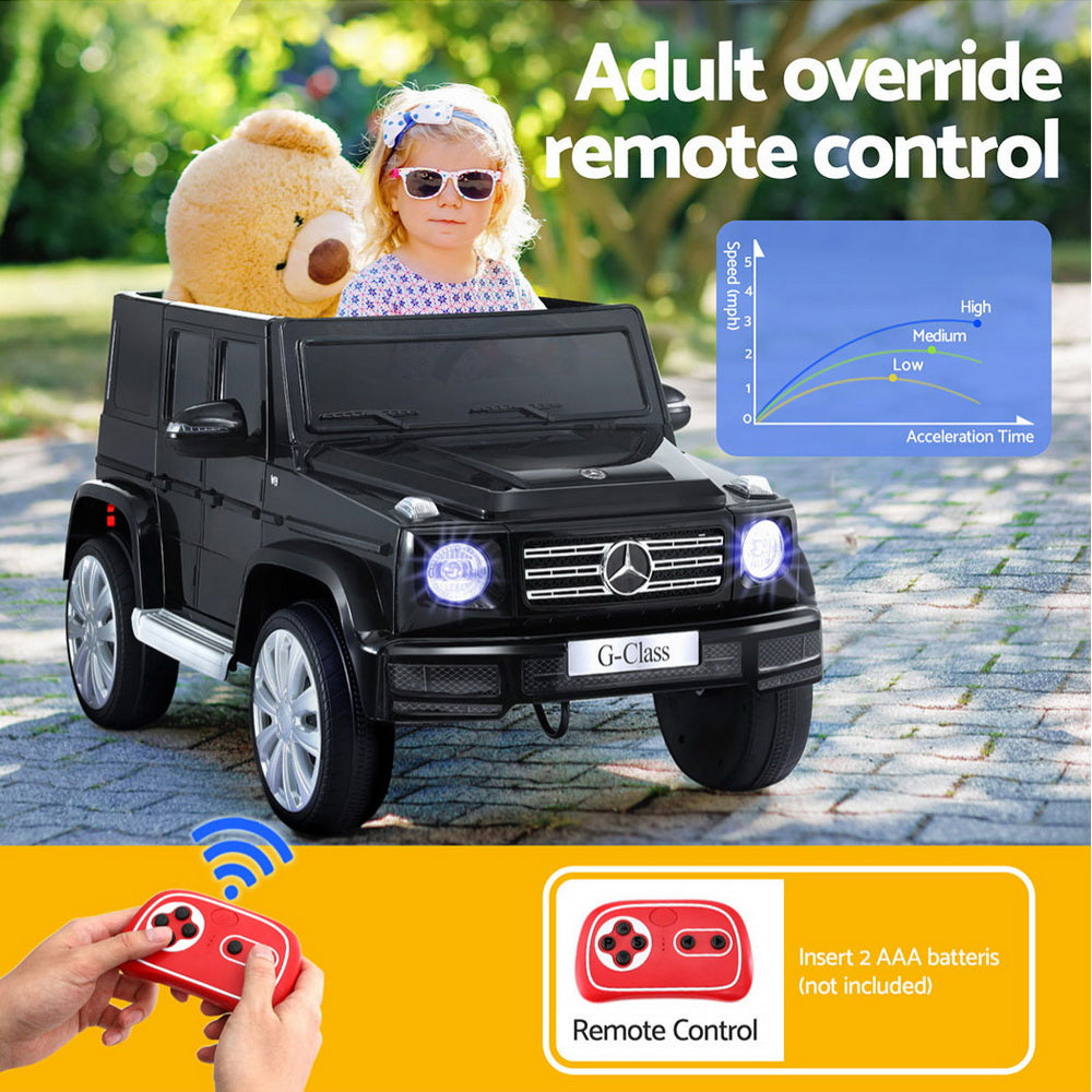 12V Licensed Mercedes-Benz G500 Kids Electric Ride On Car with Parental Remote - Black