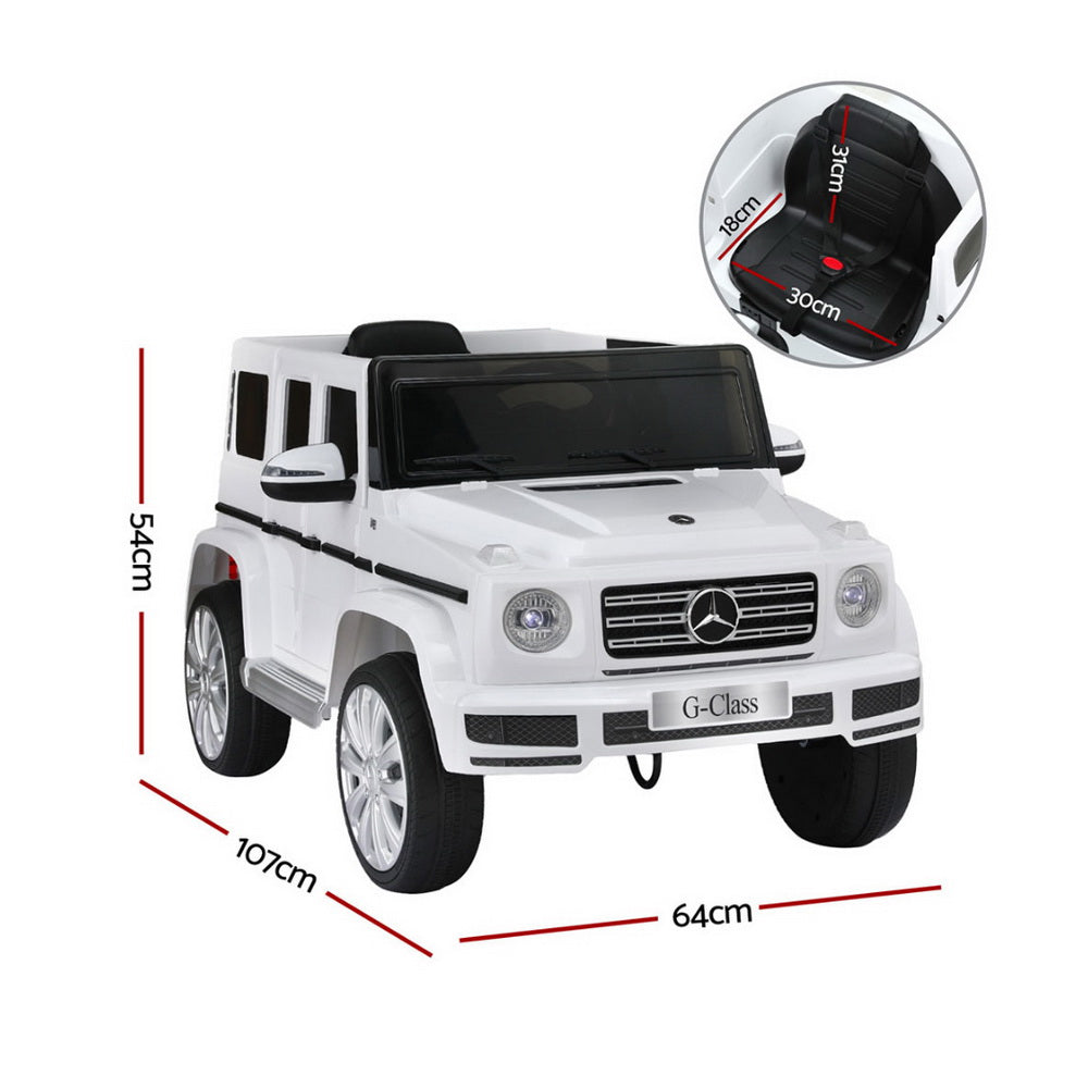 12V Licensed Mercedes-Benz G500 Kids Electric Ride On Car with Parental Remote - White