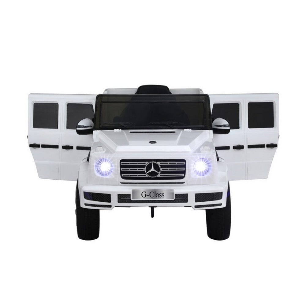 12V Licensed Mercedes-Benz G500 Kids Electric Ride On Car with Parental Remote - White