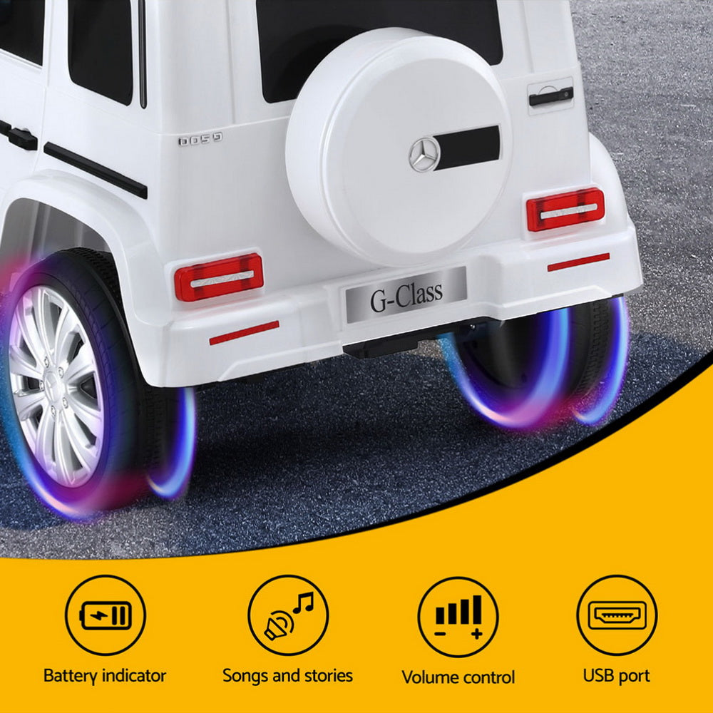 12V Licensed Mercedes-Benz G500 Kids Electric Ride On Car with Parental Remote - White