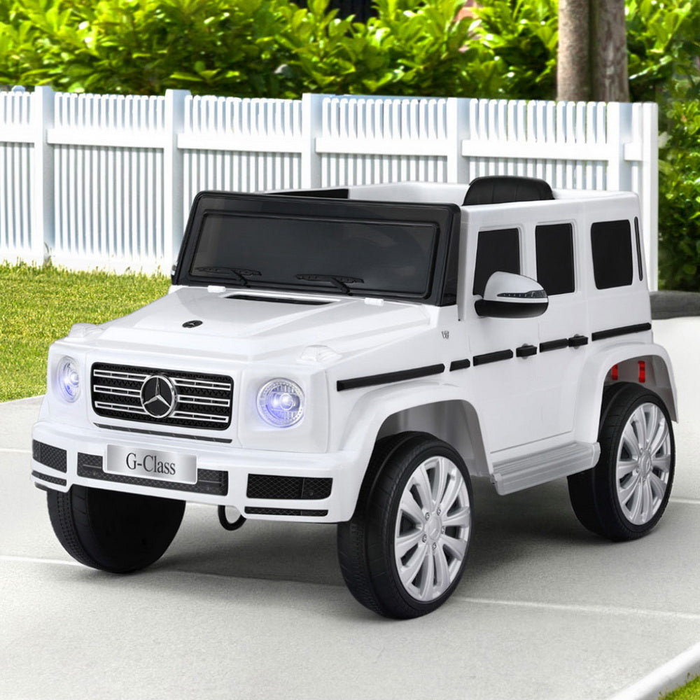 12V Licensed Mercedes-Benz G500 Kids Electric Ride On Car with Parental Remote - White