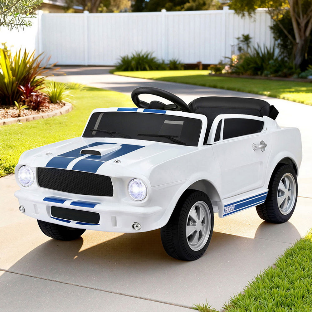 12V Licensed Ford Mustang Shelby GT350 Kids Electric Ride On Car with Parental Remote - White