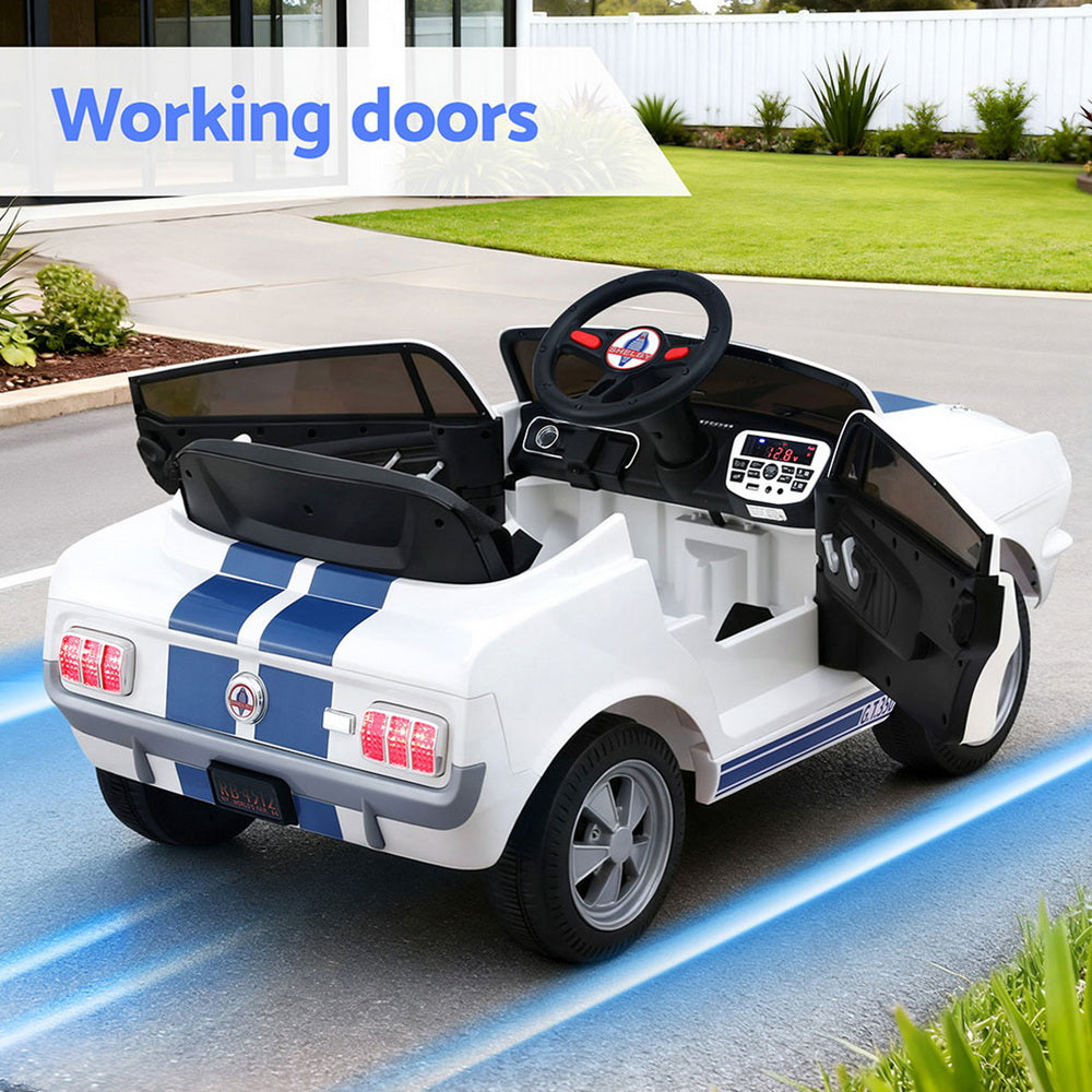 12V Licensed Ford Mustang Shelby GT350 Kids Electric Ride On Car with Parental Remote - White