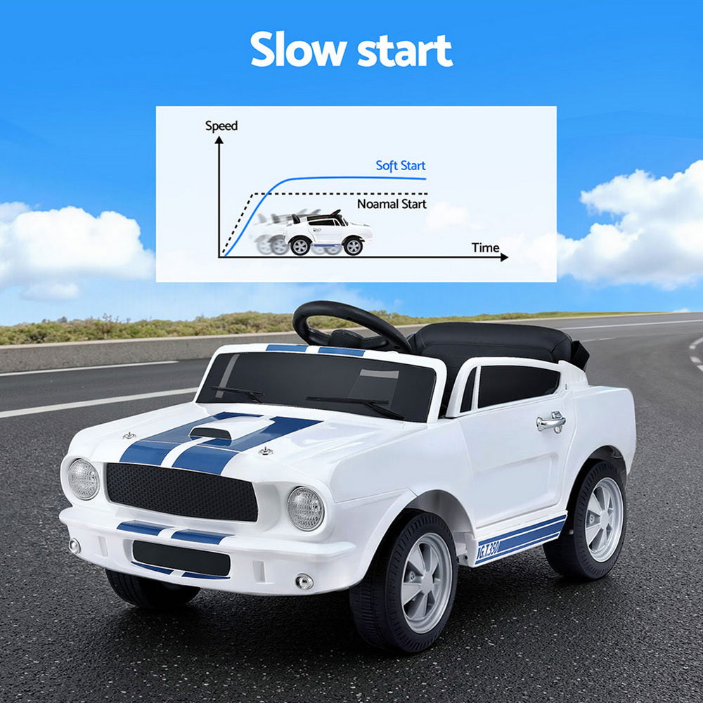 12V Licensed Ford Mustang Shelby GT350 Kids Electric Ride On Car with Parental Remote - White