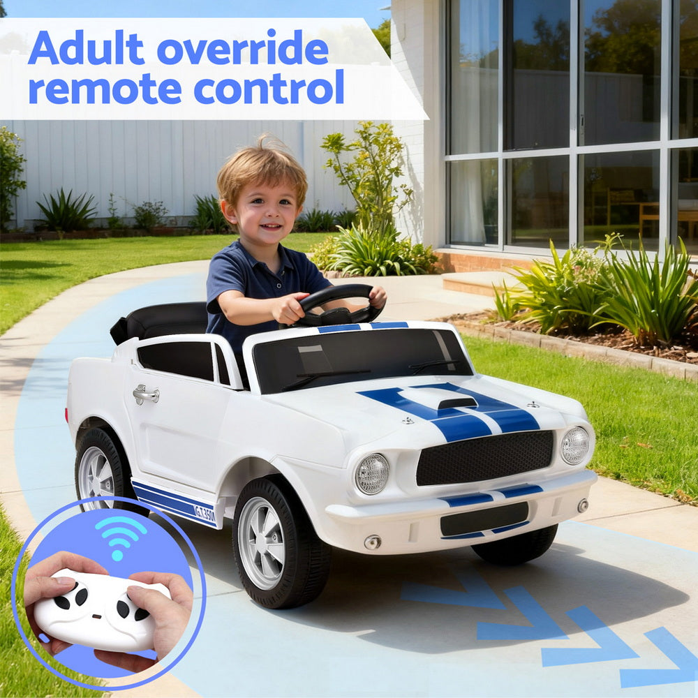 12V Licensed Ford Mustang Shelby GT350 Kids Electric Ride On Car with Parental Remote - White
