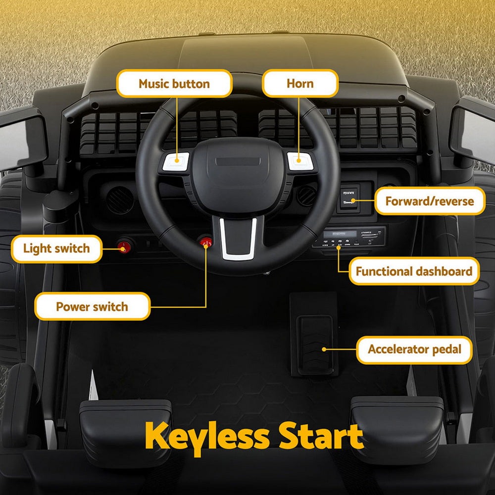 12V Kids Electric Ride On Jeep with Parental Remote - Black