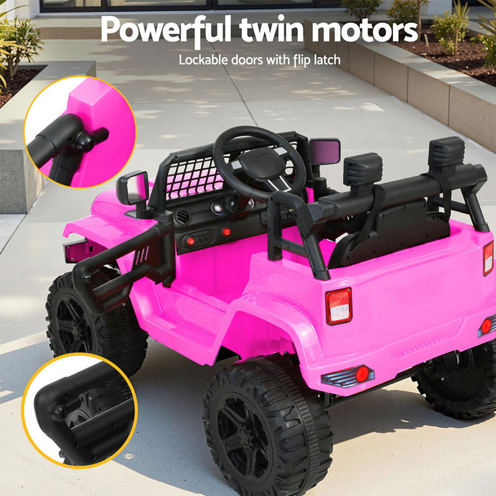 12V Kids Electric Ride On Jeep with Parental Remote - Pink