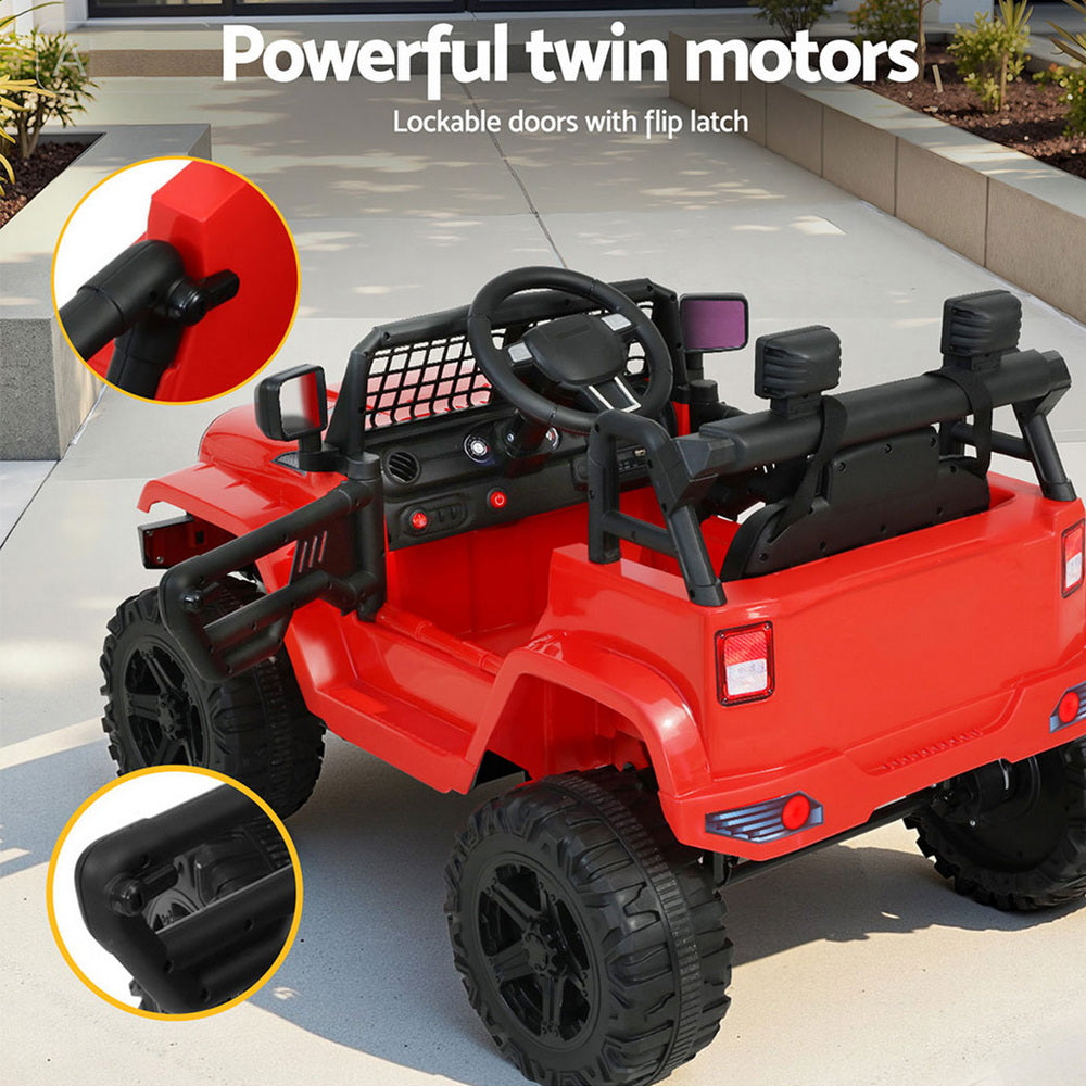 12V Kids Electric Ride On Jeep with Parental Remote - Red