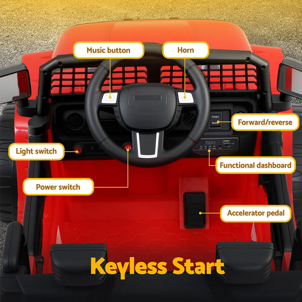 12V Kids Electric Ride On Jeep with Parental Remote - Red