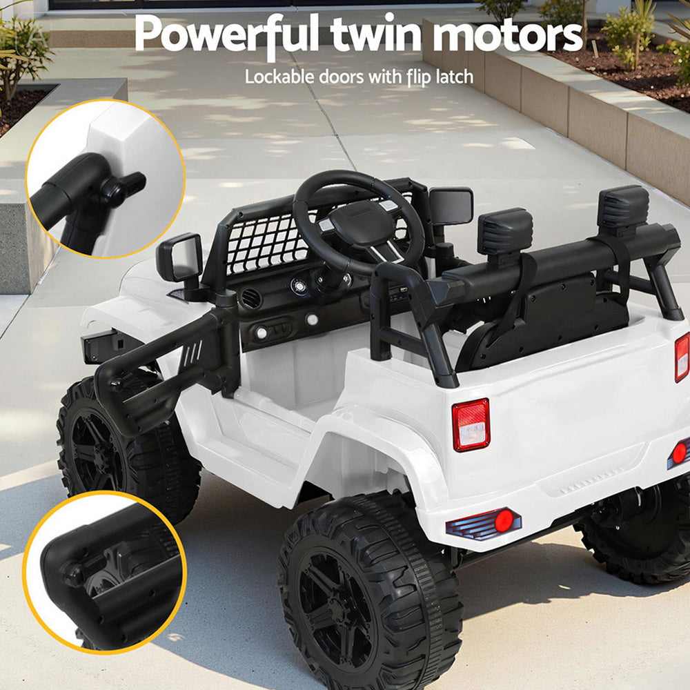 12V Kids Electric Ride On Jeep with Parental Remote - White