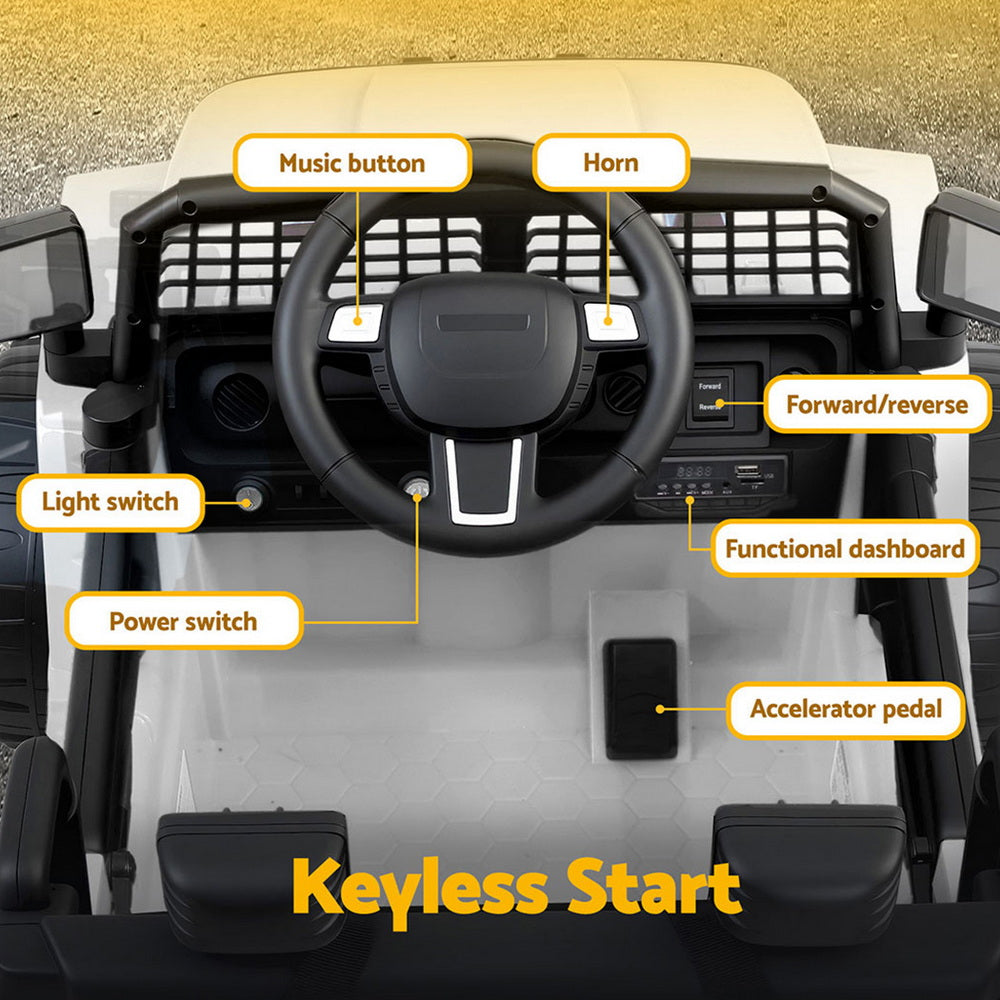 12V Kids Electric Ride On Jeep with Parental Remote - White