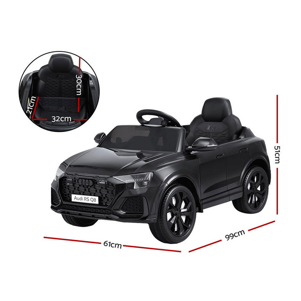 12V Licensed Audi RSQ8 Kids Electric Ride On Car with Parental Remote - Black