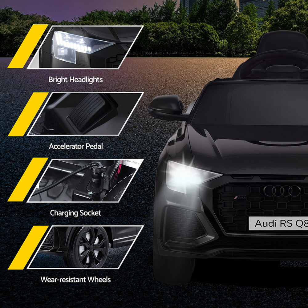 12V Licensed Audi RSQ8 Kids Electric Ride On Car with Parental Remote - Black