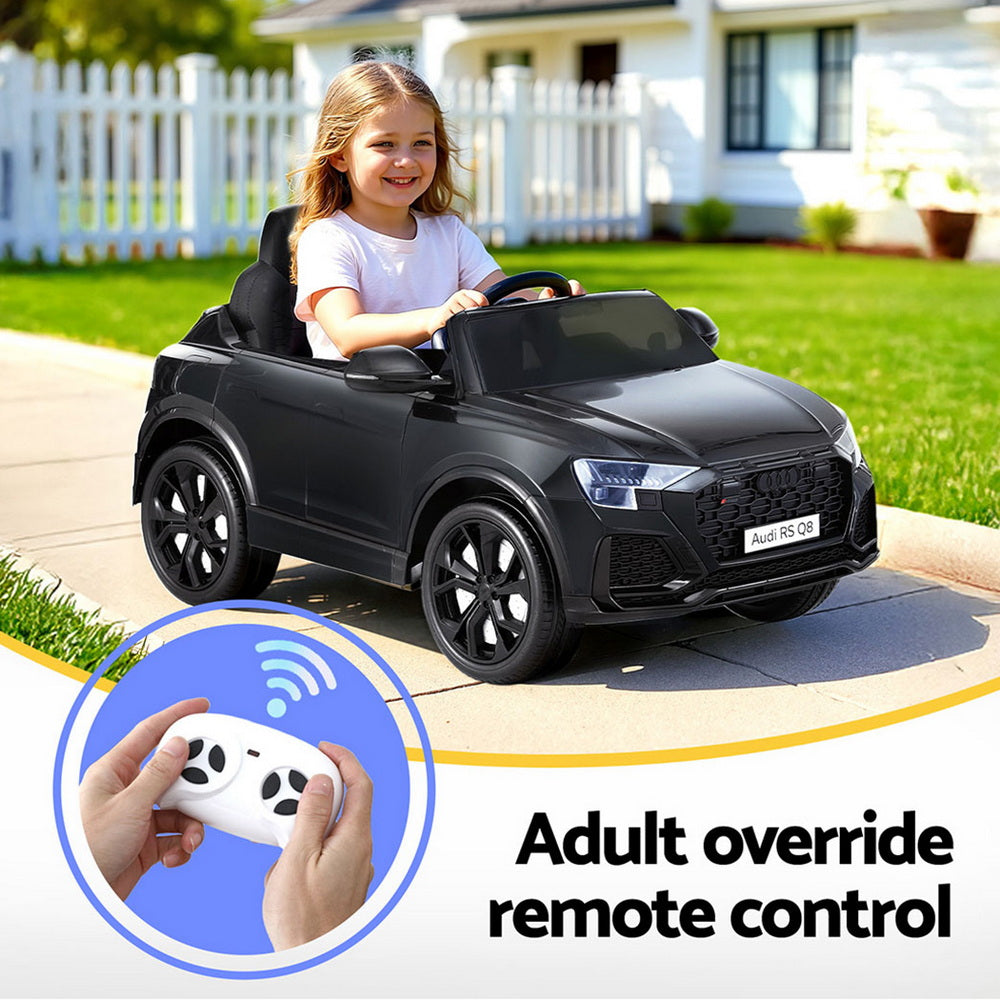 12V Licensed Audi RSQ8 Kids Electric Ride On Car with Parental Remote - Black