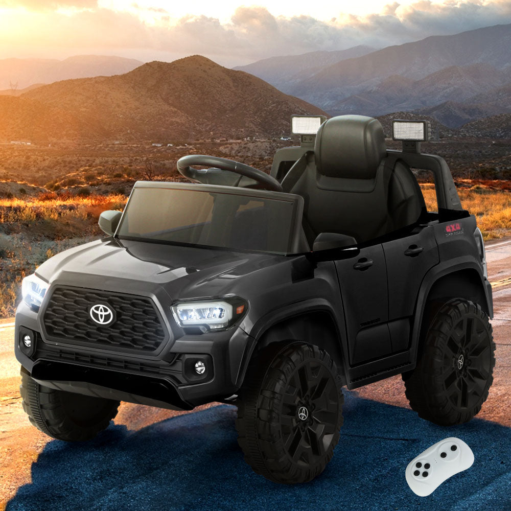 12V Licensed Toyota Tacoma Kids Electric Ride On Car with Parental Remote - Black