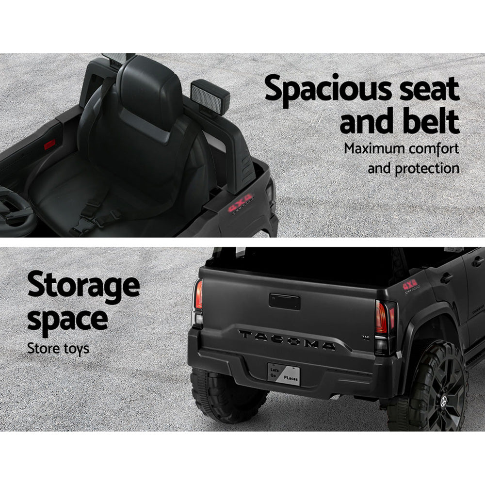 12V Licensed Toyota Tacoma Kids Electric Ride On Car with Parental Remote - Black