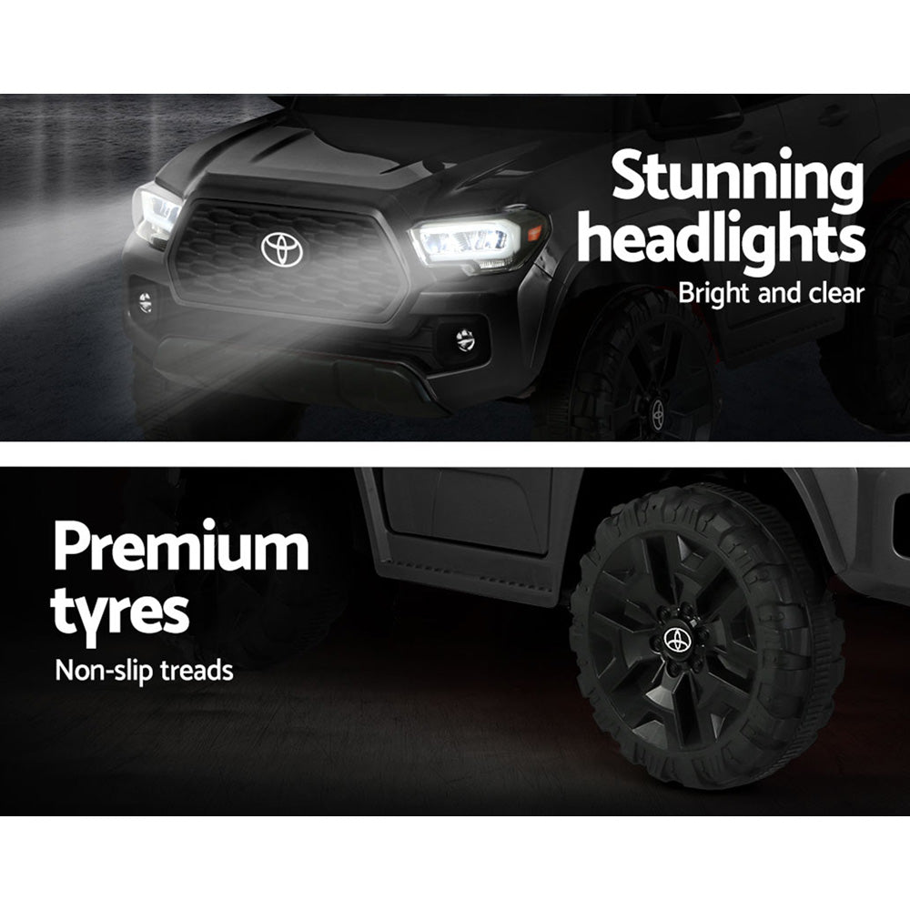 12V Licensed Toyota Tacoma Kids Electric Ride On Car with Parental Remote - Black