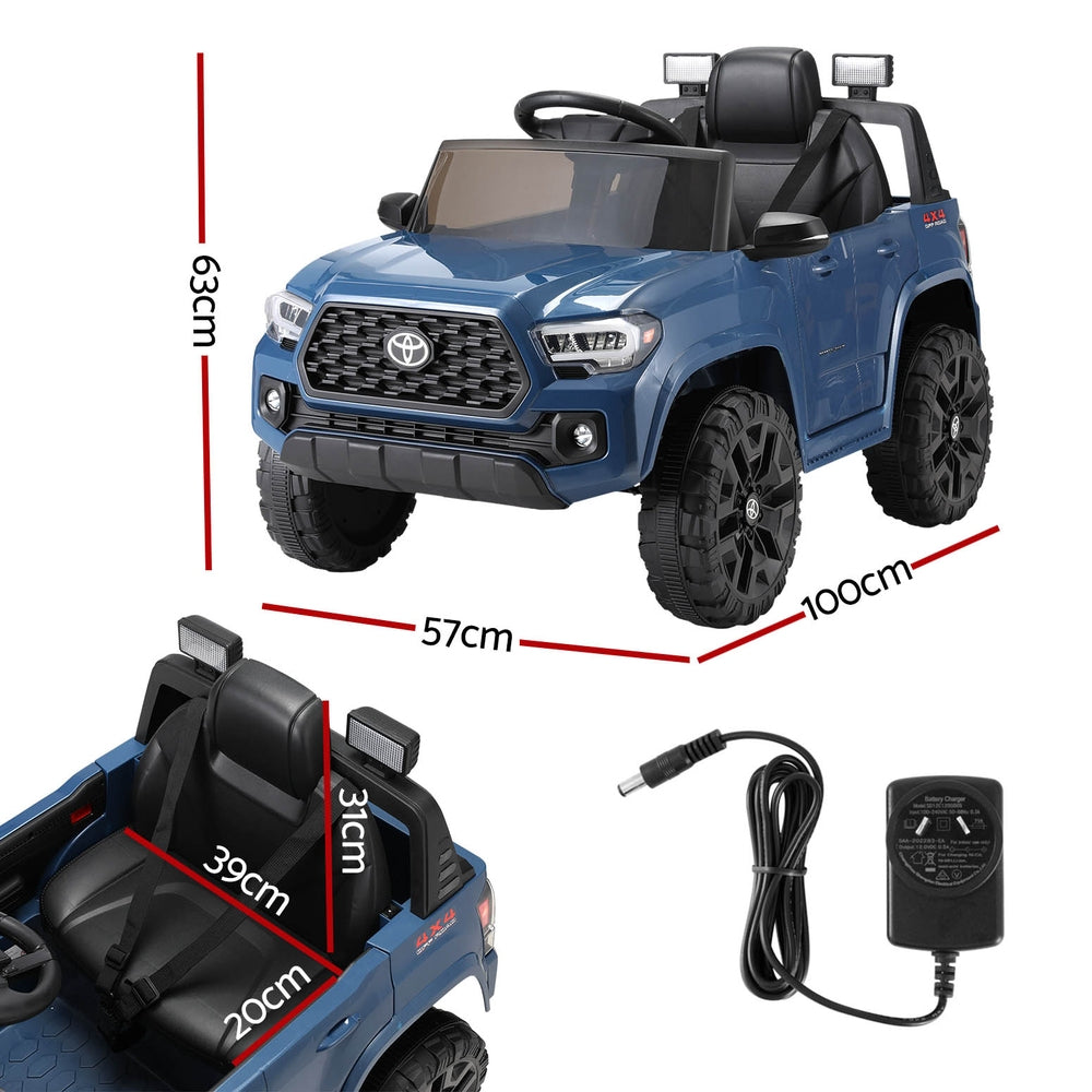 12V Licensed Toyota Tacoma Kids Electric Ride On Car with Parental Remote - Blue