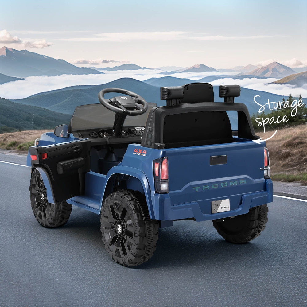 12V Licensed Toyota Tacoma Kids Electric Ride On Car with Parental Remote - Blue