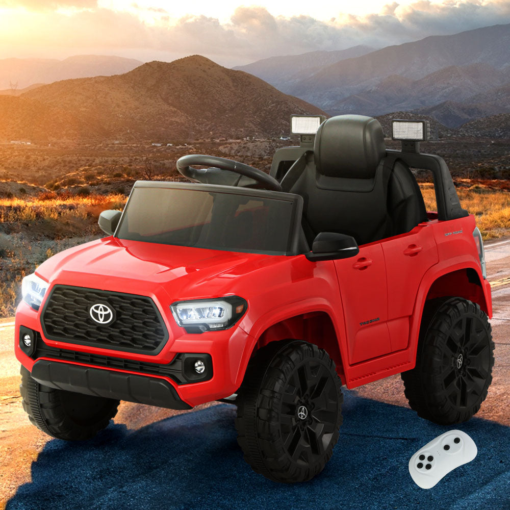 12V Licensed Toyota Tacoma Kids Electric Ride On Car with Parental Remote - Red
