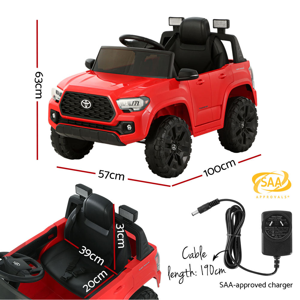 12V Licensed Toyota Tacoma Kids Electric Ride On Car with Parental Remote - Red