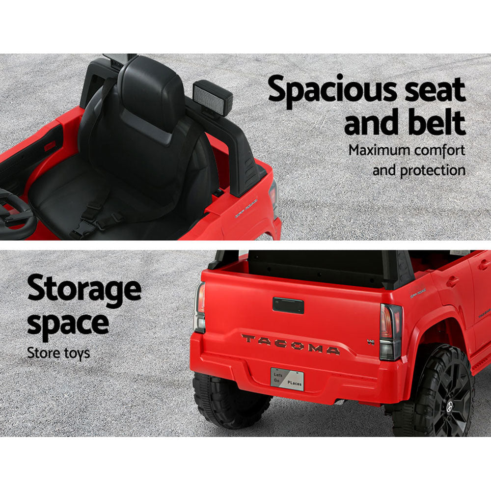 12V Licensed Toyota Tacoma Kids Electric Ride On Car with Parental Remote - Red