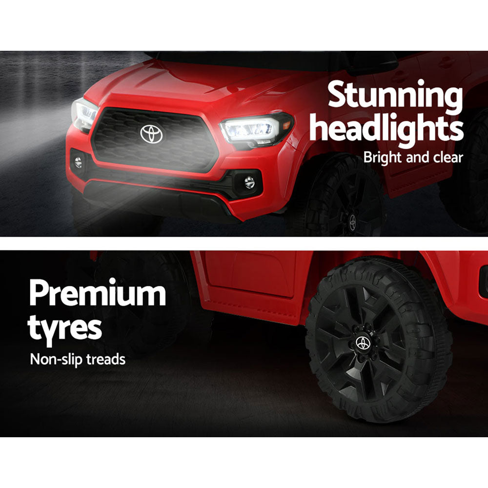 12V Licensed Toyota Tacoma Kids Electric Ride On Car with Parental Remote - Red