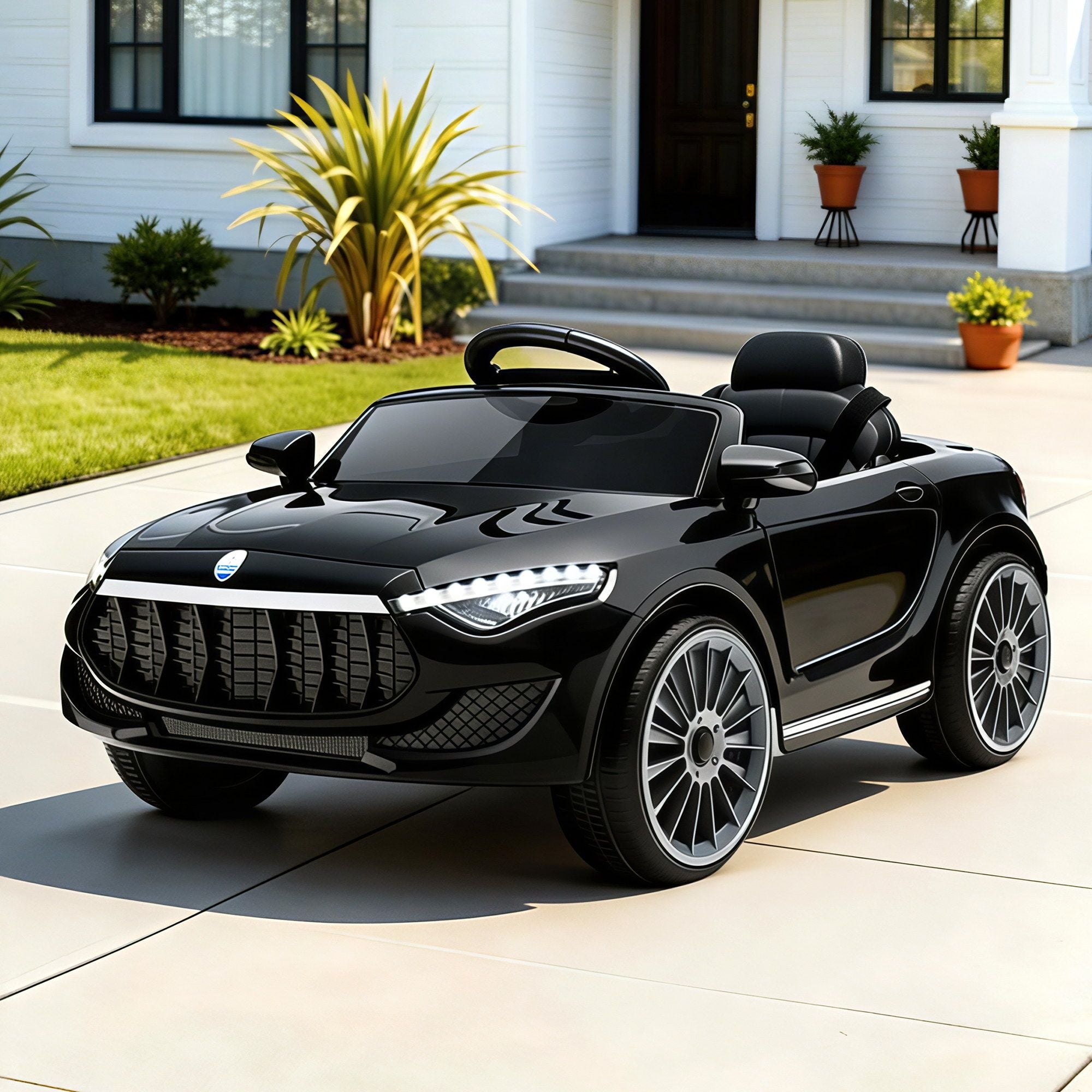 12V Kids Electric Ride-On Sports Car, Black