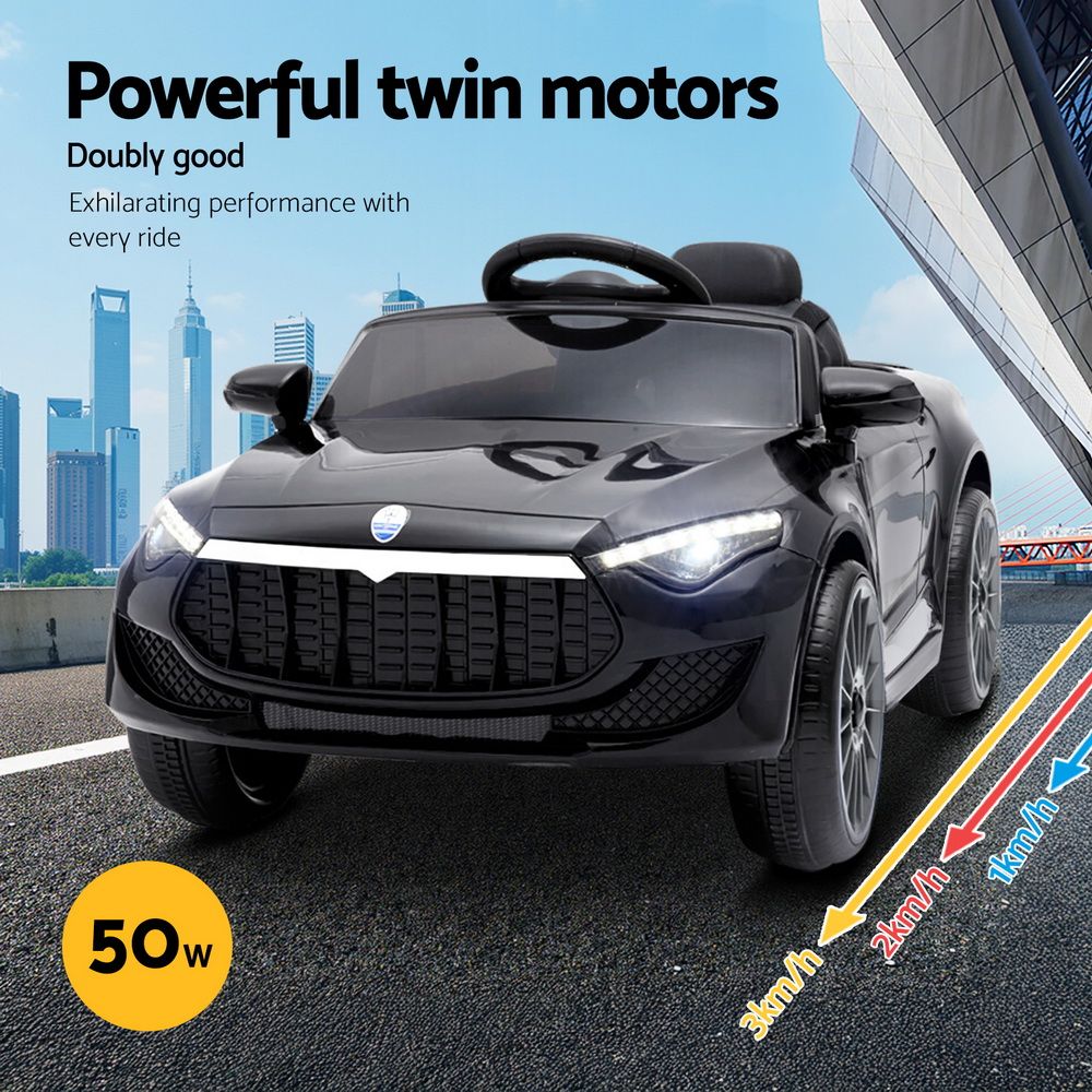 12V Kids Electric Ride-On Sports Car, Black