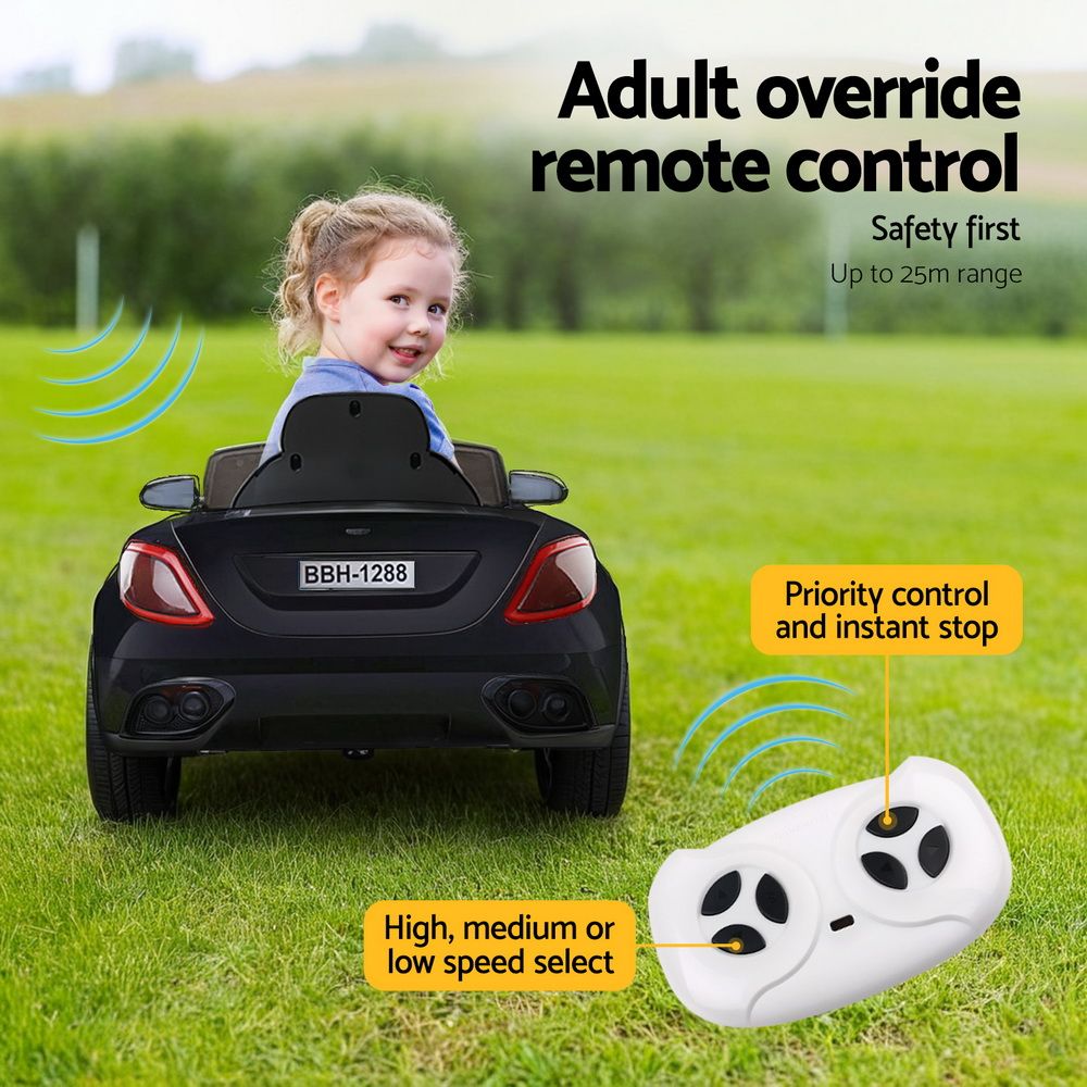 12V Kids Electric Ride-On Sports Car, Black