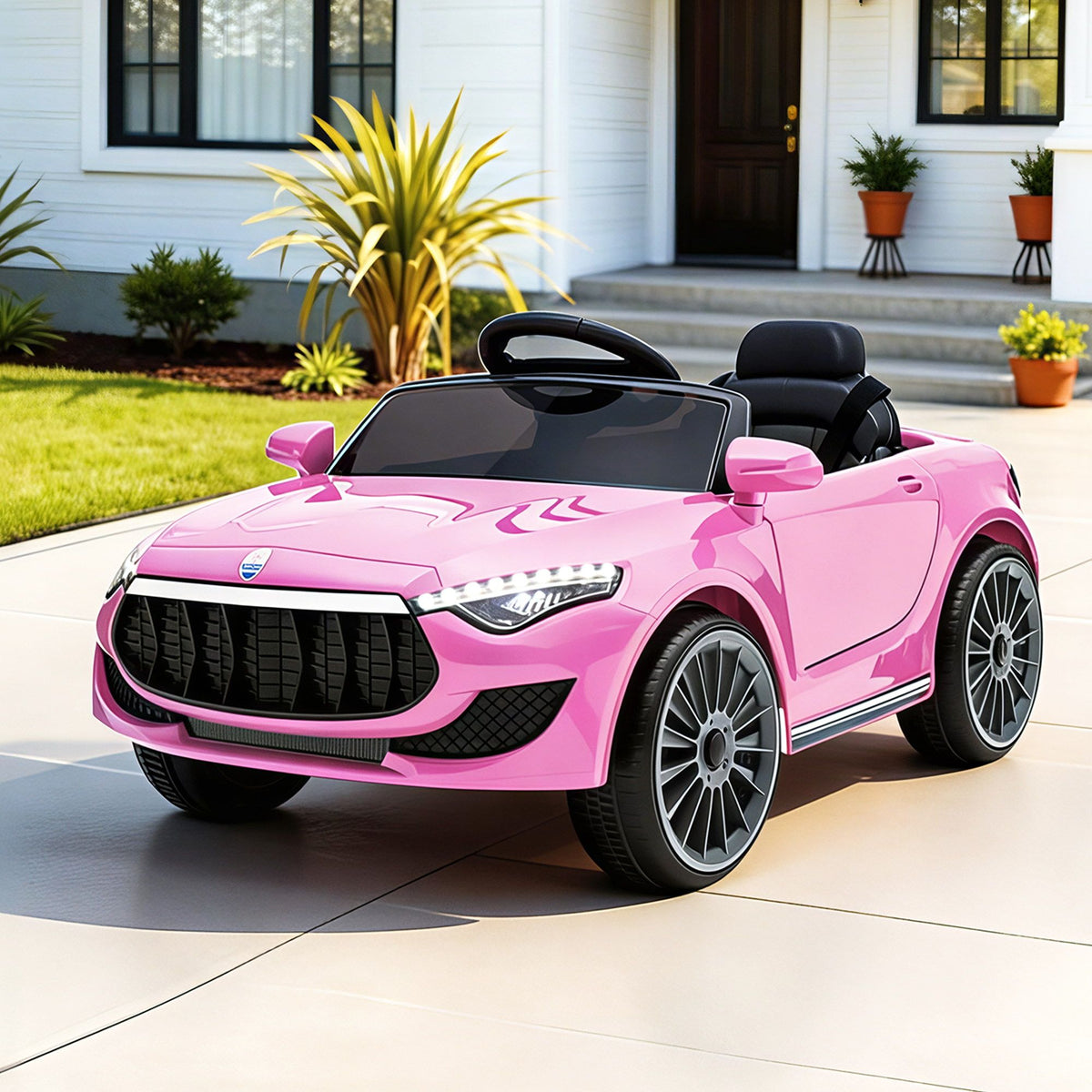 12V Kids Electric Ride-On Sports Car, Pink