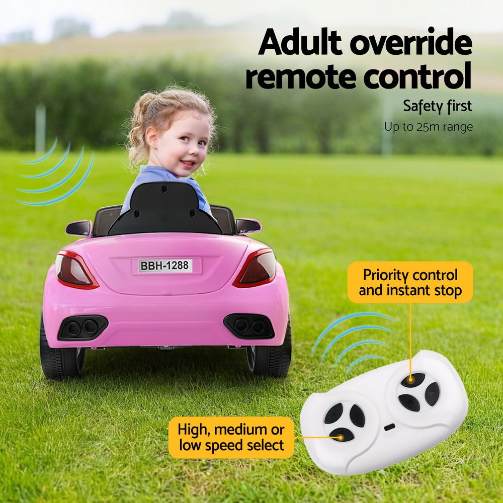 12V Kids Electric Ride-On Sports Car, Pink