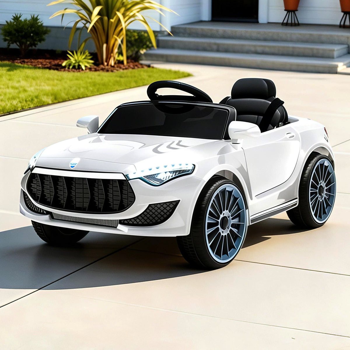 12V Kids Electric Ride-On Sports Car, White