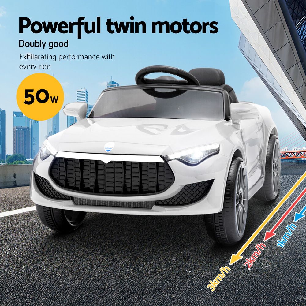 12V Kids Electric Ride-On Sports Car, White