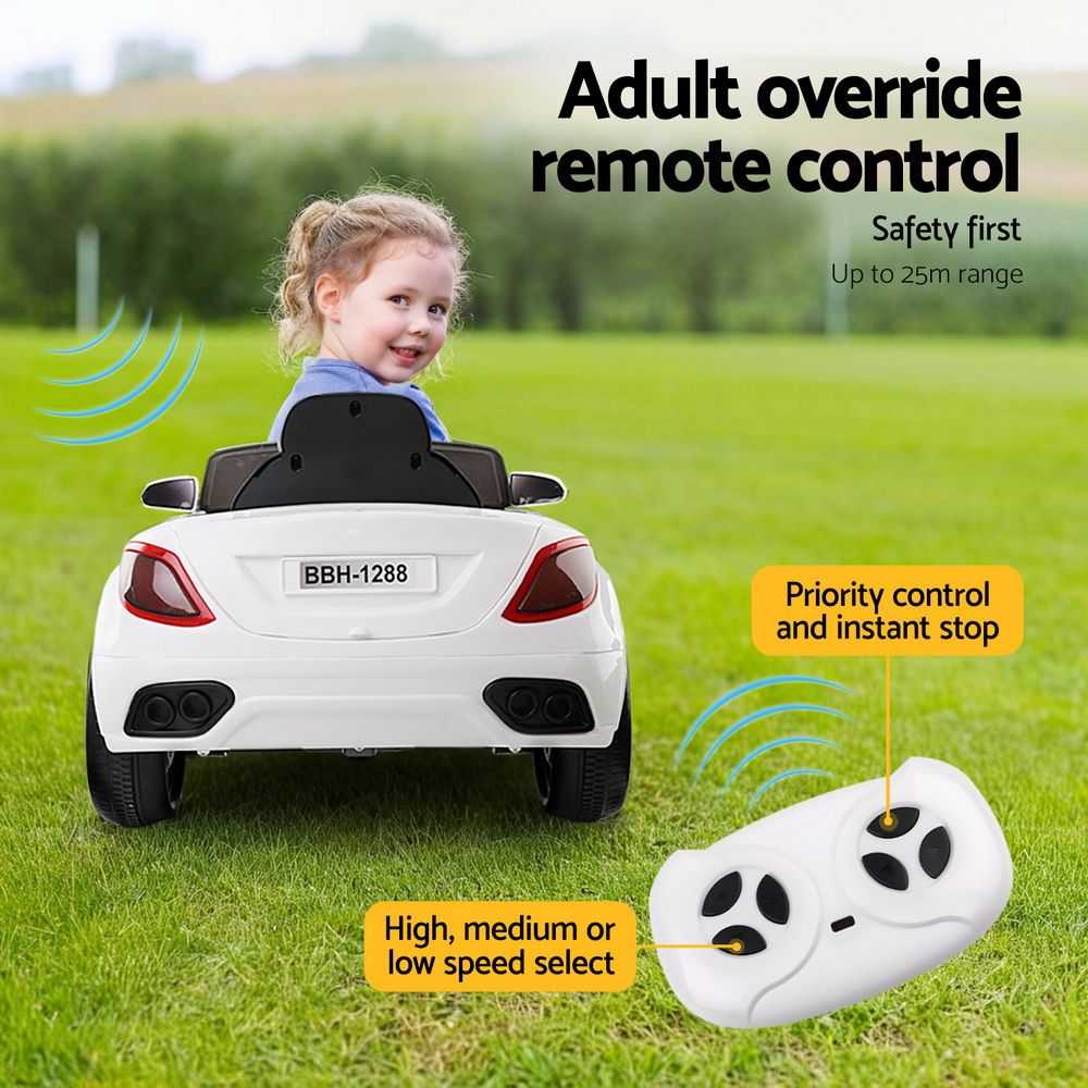 12V Kids Electric Ride-On Sports Car, White