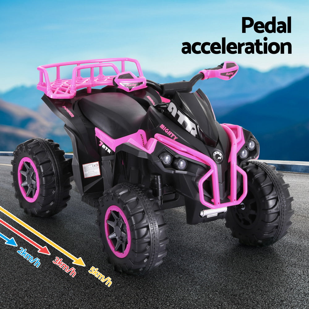 12V Kids Electric Ride-On Quad Bike, Pink