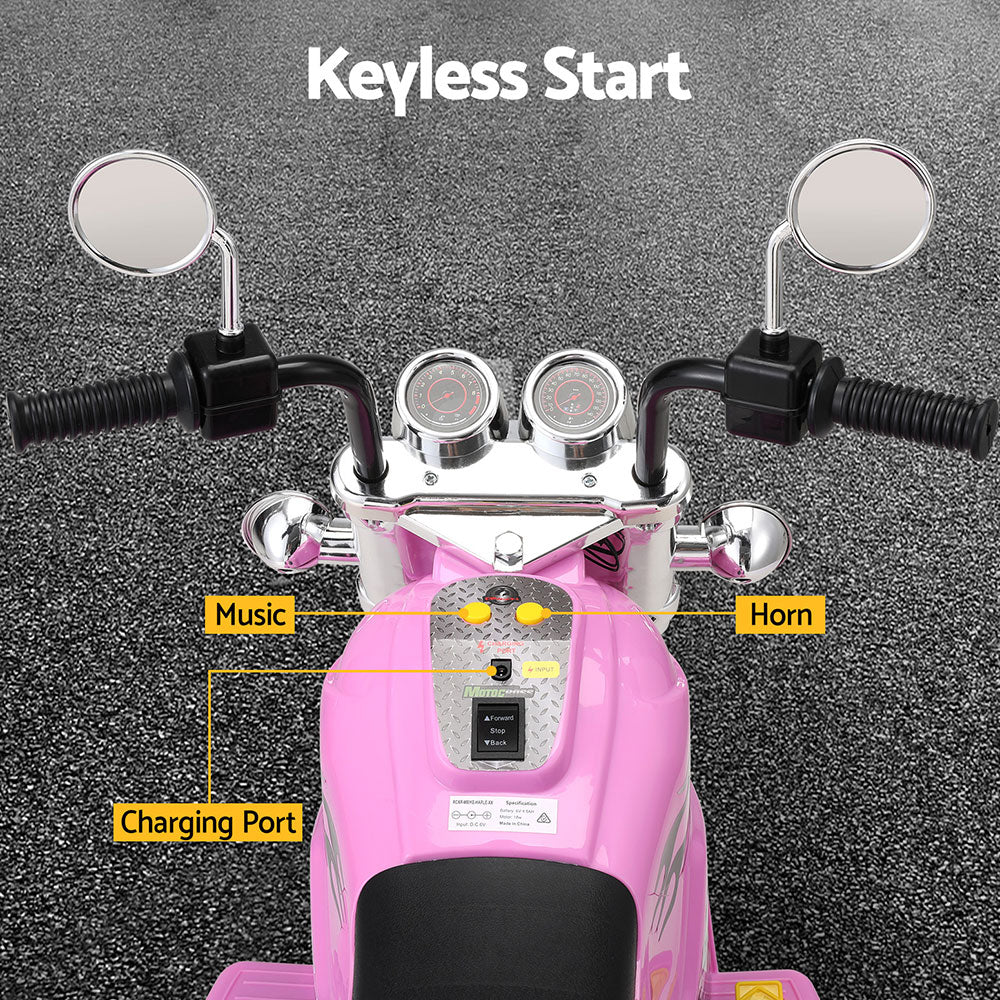 6V Kids Electric Ride-On Motorbike, Pink